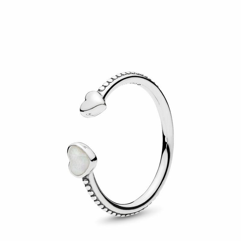 Pandora Hearts Of Love Stackable Ring - Sterling Silver/Enamel/White - Canada | RF2297UH